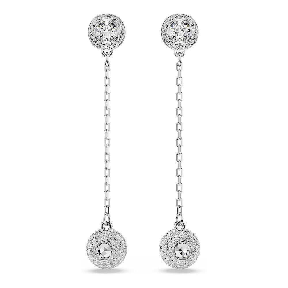 Pendientes Una Angelic, Talla redonda, Blancos, Baño de rodio