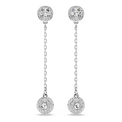 Pendientes Una Angelic, Talla redonda, Blancos, Baño de rodio