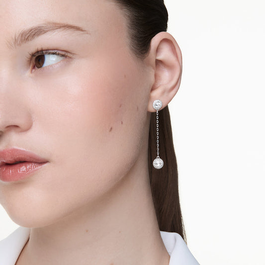 Pendientes Una Angelic, Talla redonda, Blancos, Baño de rodio