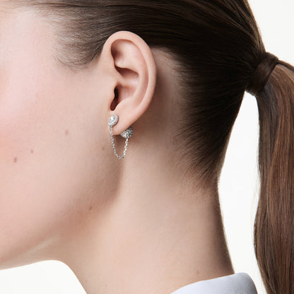Pendientes Una Angelic, Talla redonda, Blancos, Baño de rodio