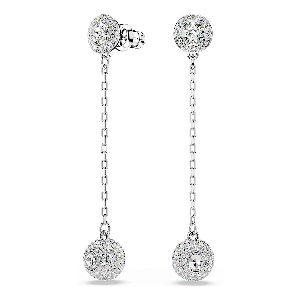 Pendientes Una Angelic, Talla redonda, Blancos, Baño de rodio