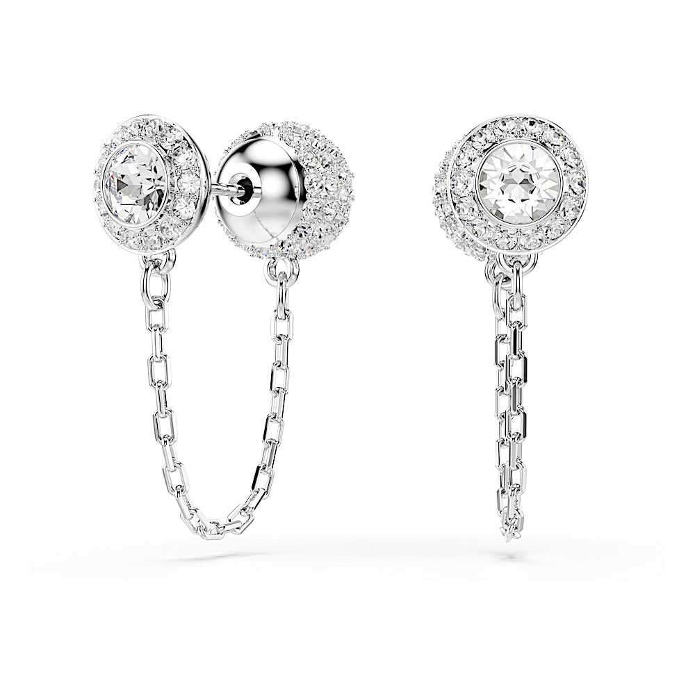 Pendientes Una Angelic, Talla redonda, Blancos, Baño de rodio
