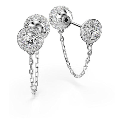 Pendientes Una Angelic, Talla redonda, Blancos, Baño de rodio