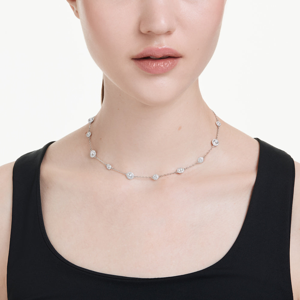 Collar Una Angelic, Talla redonda, Motivos de doble cara, Blanco, Baño de rodio