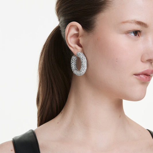 Pendientes de aro Sublima, Tallas redondas combinadas, Blancos, Baño de rodio
