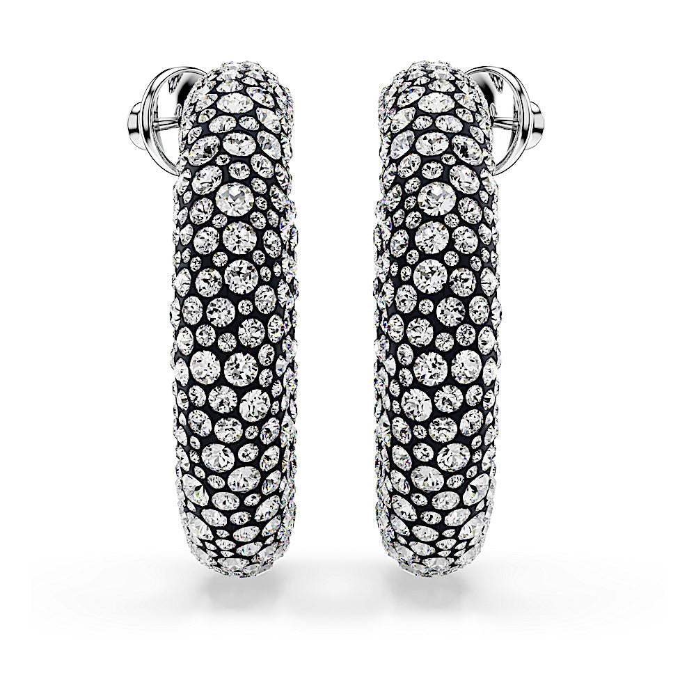 Pendientes de aro Sublima, Tallas redondas combinadas, Blancos, Baño de rodio