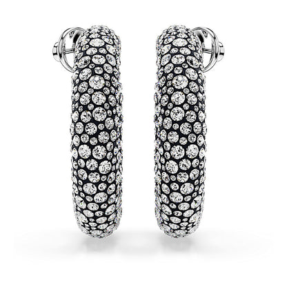 Pendientes de aro Sublima, Tallas redondas combinadas, Blancos, Baño de rodio