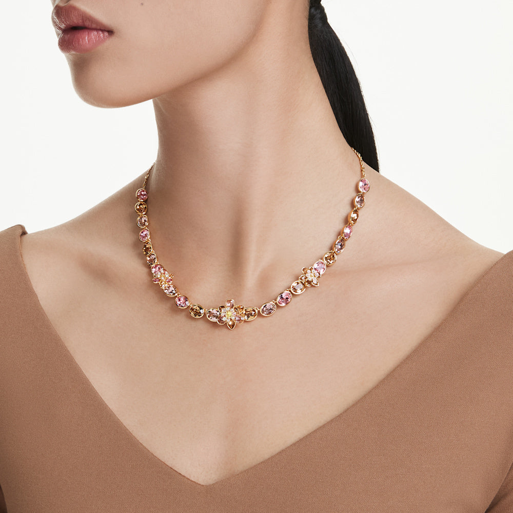 Collar Idyllia, Tallas mixtas, Flor, Multicolor, Baño tono oro