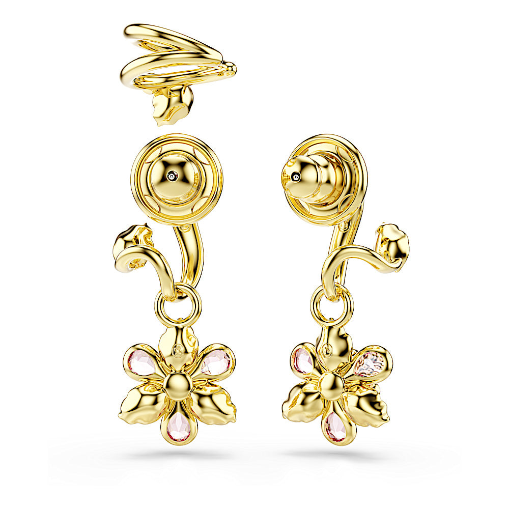 Pendientes Idyllia, Conjunto (3), Tallas mixtas, Flor, Multicolores, Baño tono oro