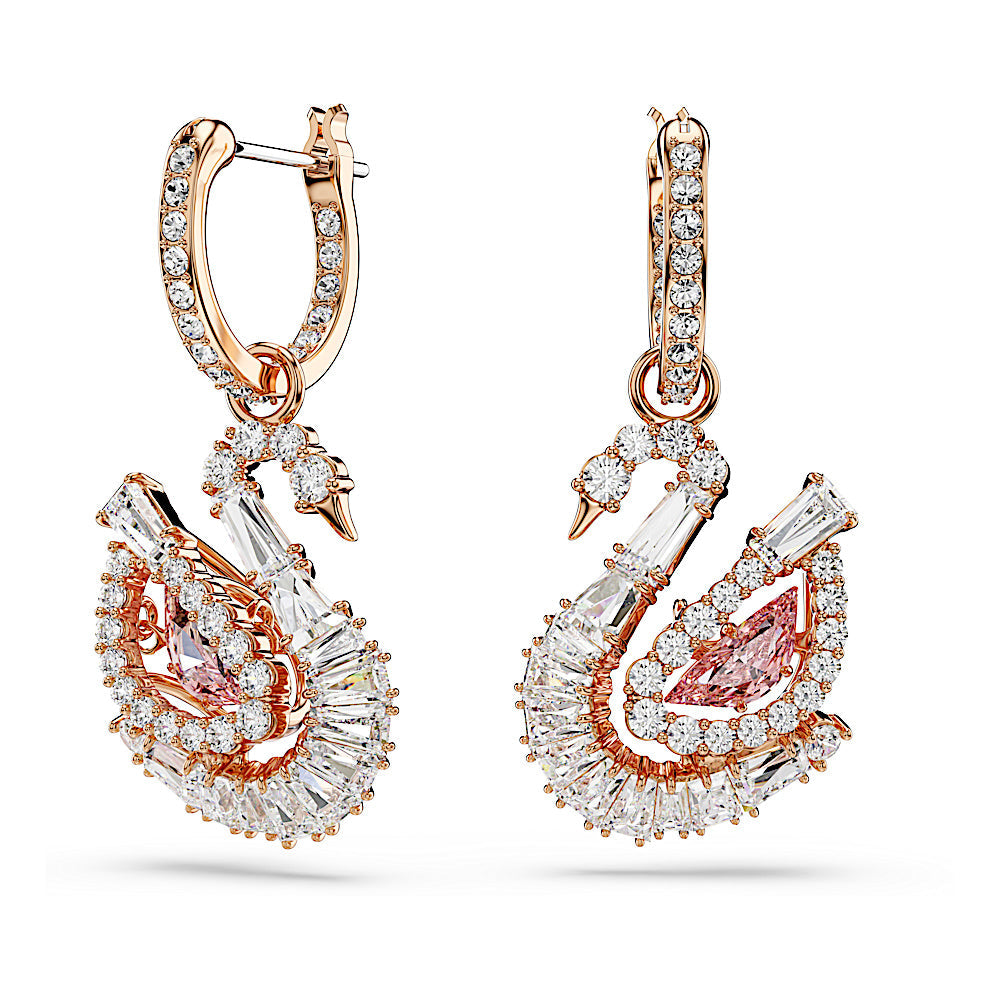 Pendientes Swan, Pavé, Cisne, Rosas