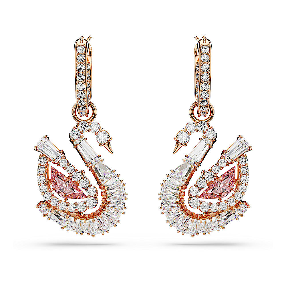 Pendientes Swan, Pavé, Cisne, Rosas
