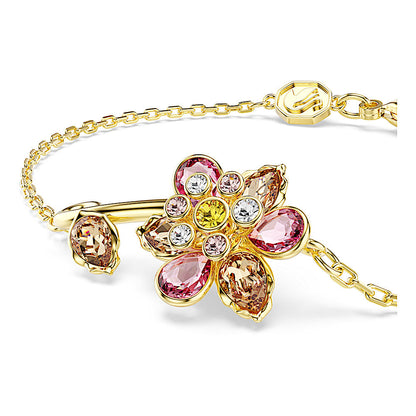 Pulsera Idyllia, Tallas mixtas, Flor, Multicolor, Baño tono oro