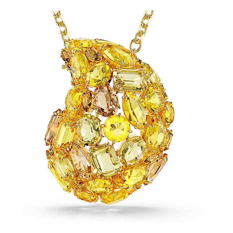 Colgante y broche Gema, Amarillos, Baño tono oro