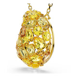 Colgante y broche Gema, Amarillos, Baño tono oro