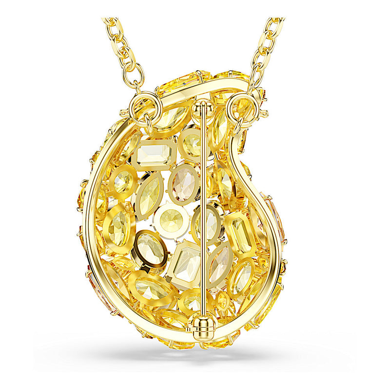 Colgante y broche Gema, Amarillos, Baño tono oro