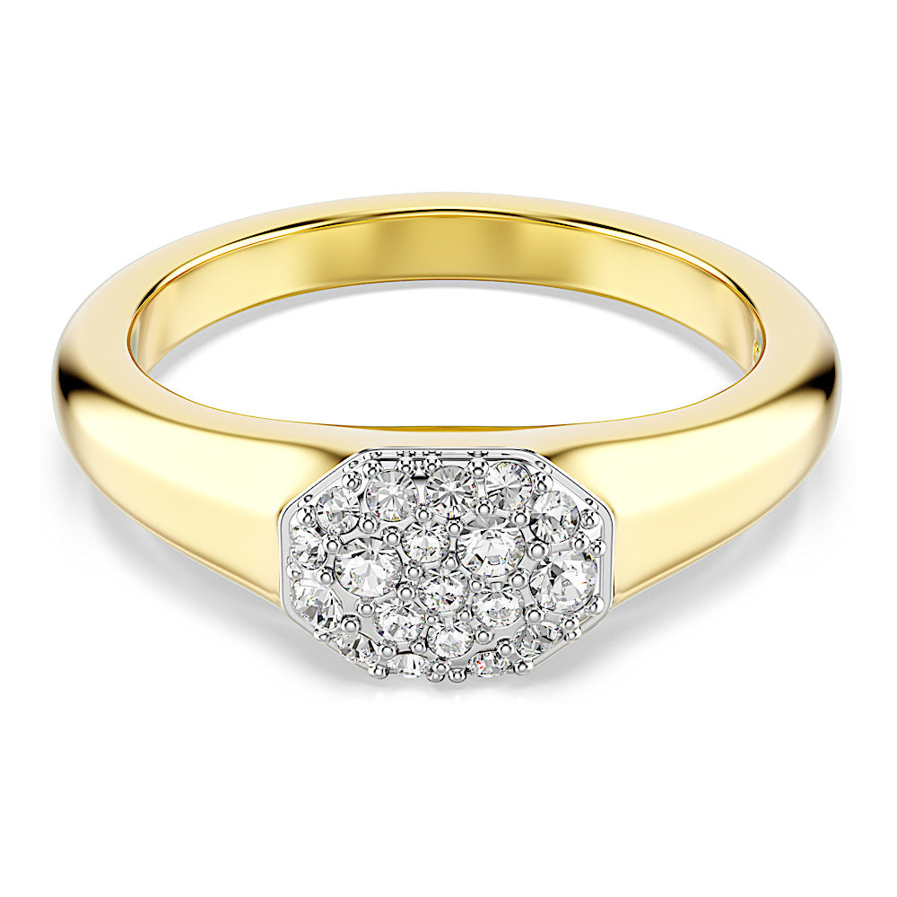 Anillo Dextera, Tallas mixtas, Blanco, Baño tono oro