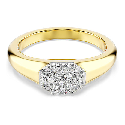 Anillo Dextera, Tallas mixtas, Blanco, Baño tono oro