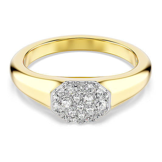 Anillo Dextera, Tallas mixtas, Blanco, Baño tono oro