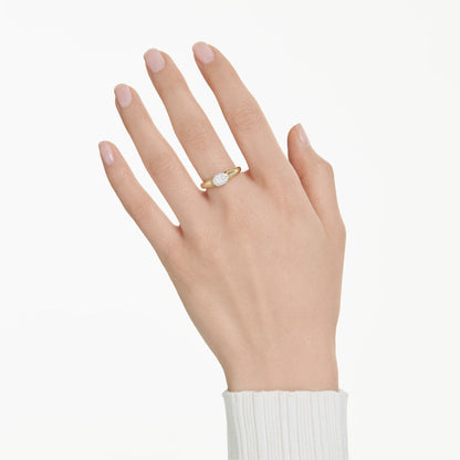 Anillo Dextera, Tallas mixtas, Blanco, Baño tono oro