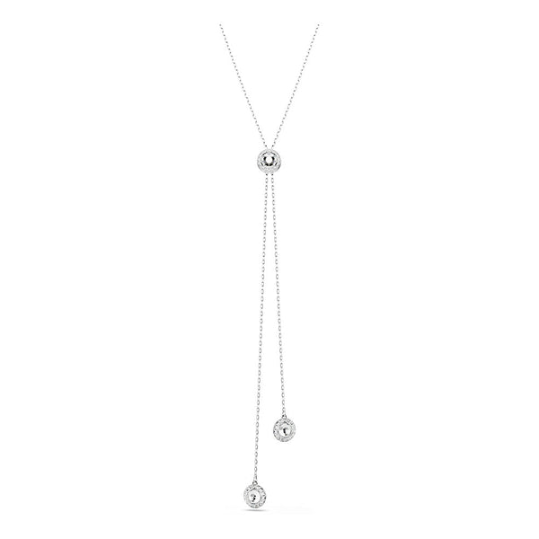 Colgante en Y Una Angelic, Talla redonda, Blanco, Baño de rodio