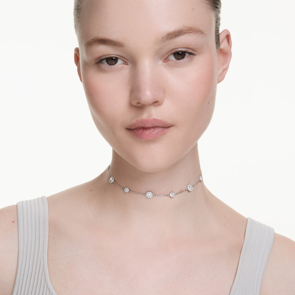Colgante Una Angelic, Talla redonda, Motivos de doble cara, Blanco, Baño de rodio