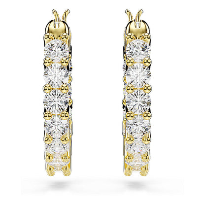 Pendientes de aro Matrix Vittore, Talla redonda, Blancos, Baño tono oro