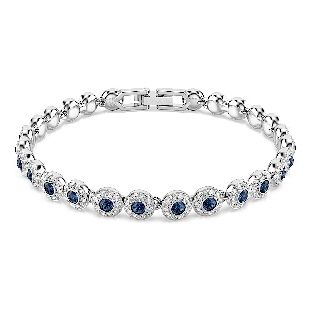 Pulsera Tennis Una Angelic, Talla redonda, Azul, Baño de rodio