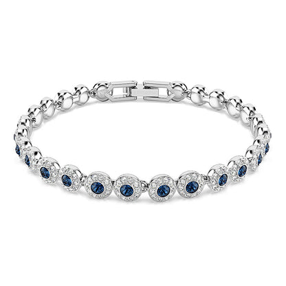 Pulsera Tennis Una Angelic, Talla redonda, Azul, Baño de rodio