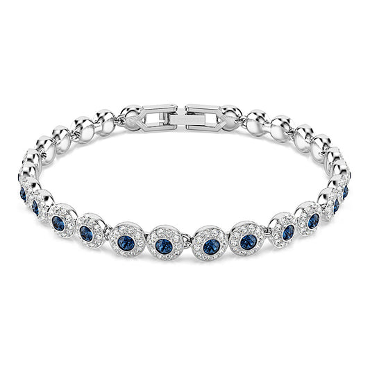 Pulsera Tennis Una Angelic, Talla redonda, Azul, Baño de rodio