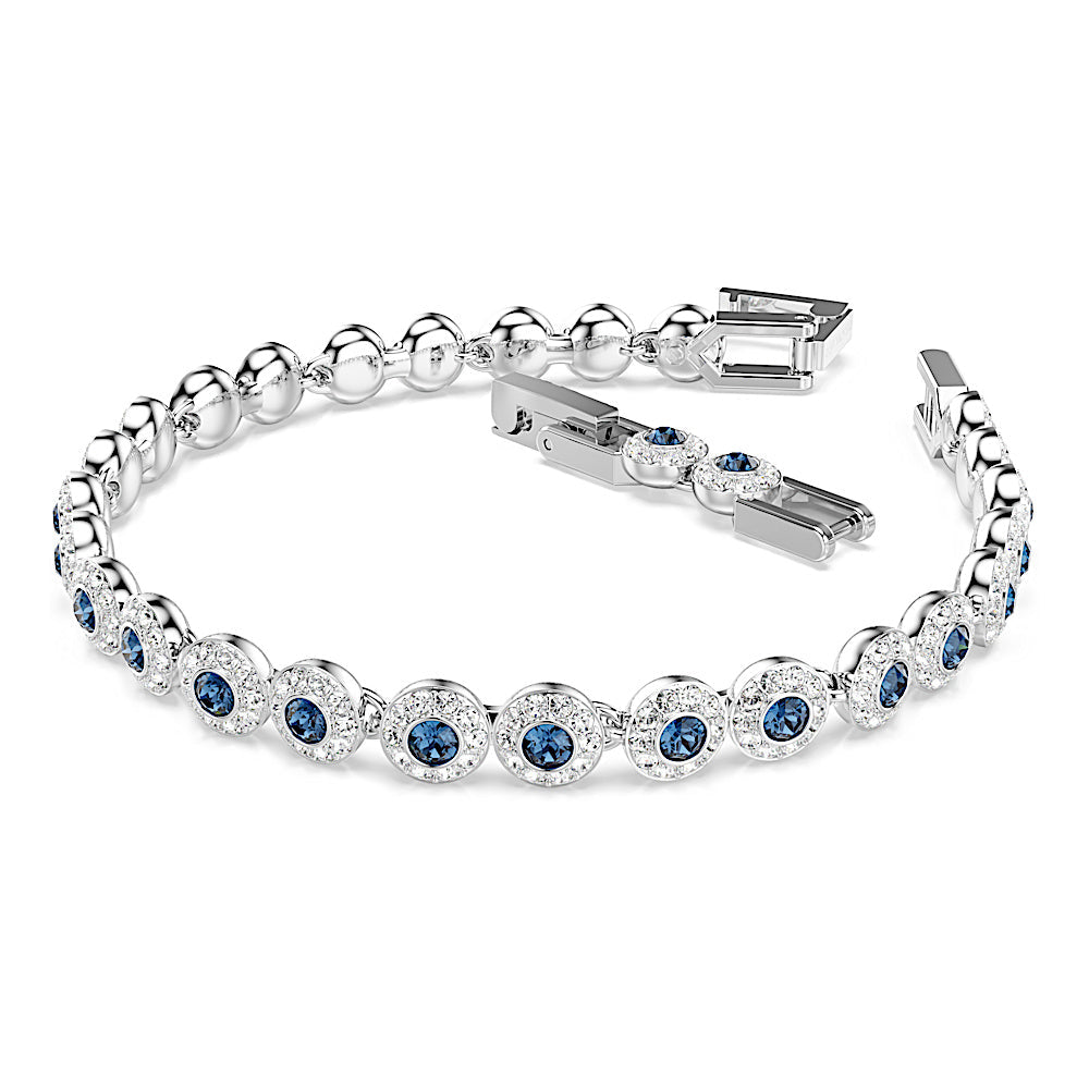 Pulsera Tennis Una Angelic, Talla redonda, Azul, Baño de rodio