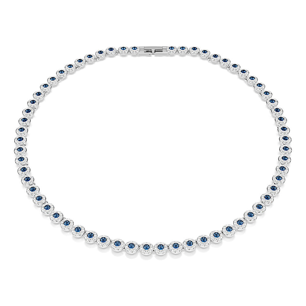 Collar Tennis Una Angelic, Talla redonda, Azul, Baño de rodio