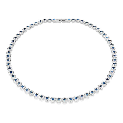Collar Tennis Una Angelic, Talla redonda, Azul, Baño de rodio