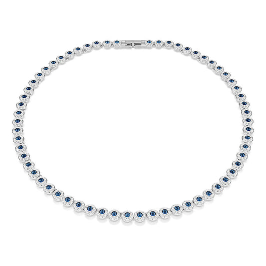 Collar Tennis Una Angelic, Talla redonda, Azul, Baño de rodio