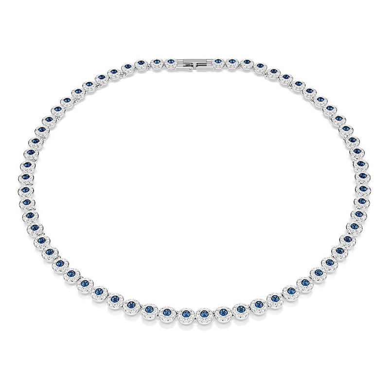 Collar Tennis Una Angelic, Talla redonda, Azul, Baño de rodio