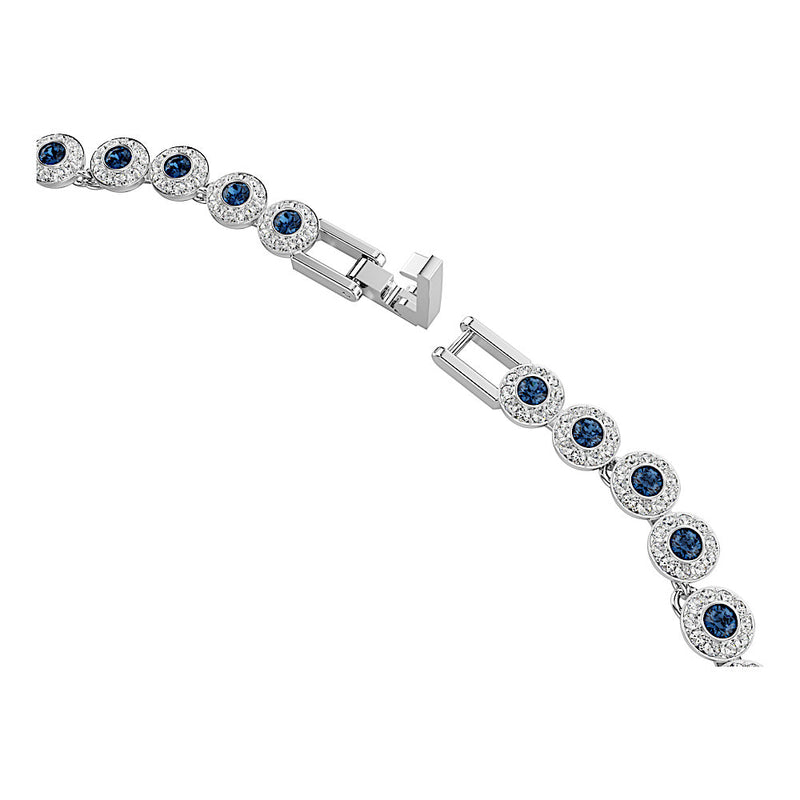 Collar Tennis Una Angelic, Talla redonda, Azul, Baño de rodio