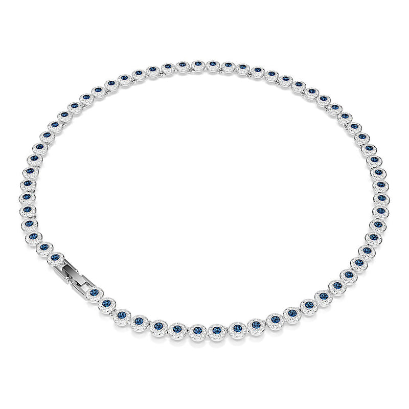 Collar Tennis Una Angelic, Talla redonda, Azul, Baño de rodio