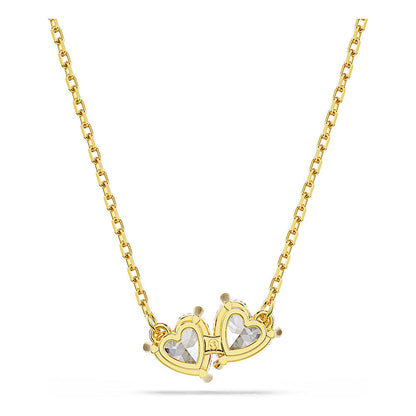 Collar Mesmera Attract, Corazón, Blanco, Baño tono oro