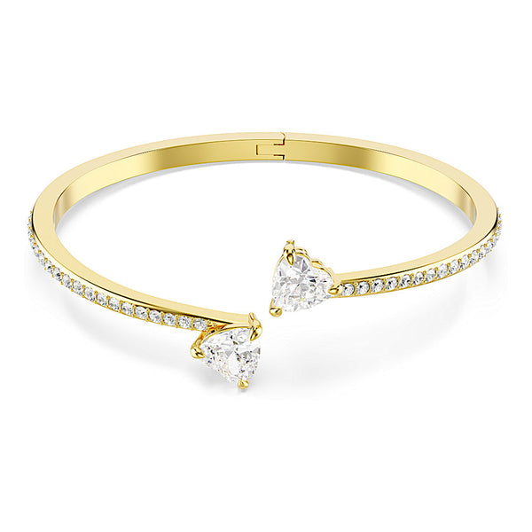 Brazalete Mesmera Attract, Corazón, Blanco, Baño tono oro