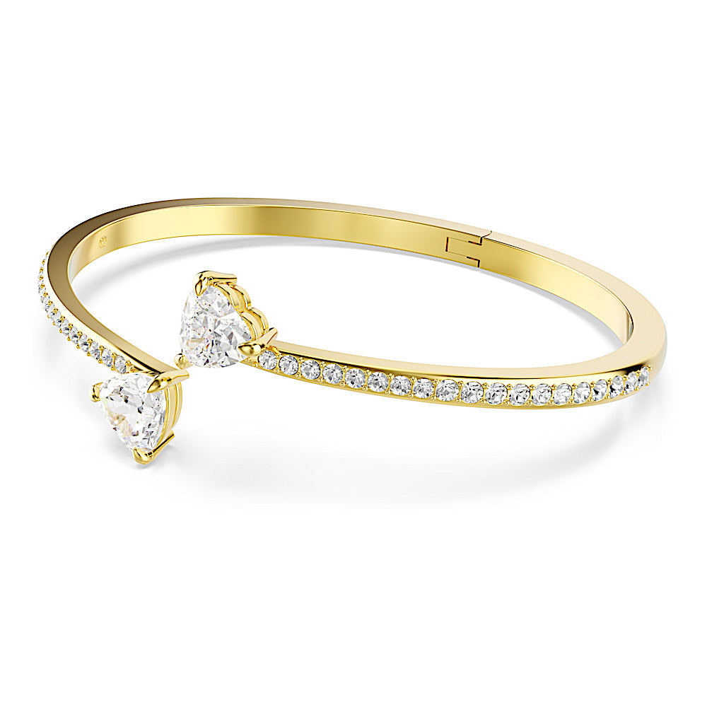 Brazalete Mesmera Attract, Corazón, Blanco, Baño tono oro