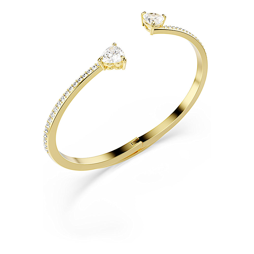 Brazalete Mesmera Attract, Corazón, Blanco, Baño tono oro