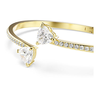 Brazalete Mesmera Attract, Corazón, Blanco, Baño tono oro