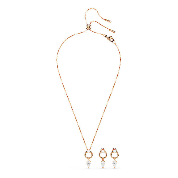 Conjunto Mesmera, Talla pera, Talla redonda, Blanco, Baño tono oro rosa