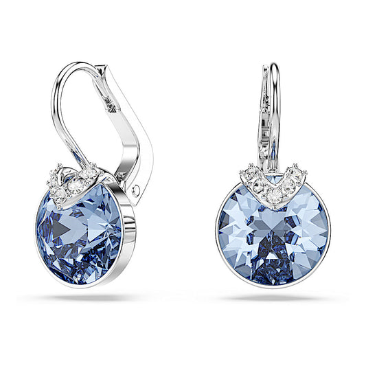 Pendientes Bella V, Talla redonda, Azules, Baño de rodio