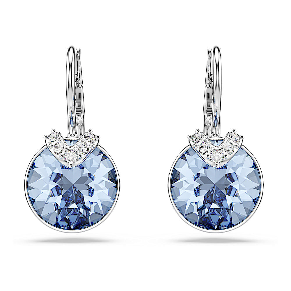 Pendientes Bella V, Talla redonda, Azules, Baño de rodio