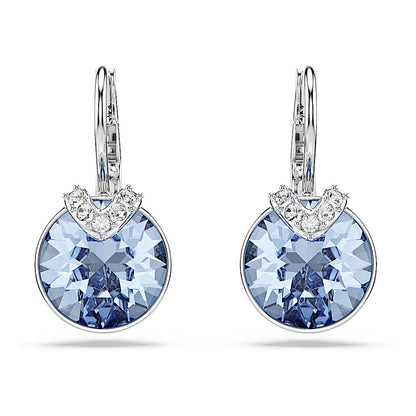 Pendientes Bella V, Talla redonda, Azules, Baño de rodio