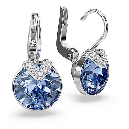 Pendientes Bella V, Talla redonda, Azules, Baño de rodio