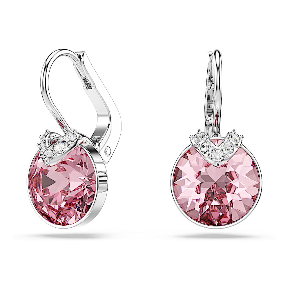 Pendientes Bella V, Talla redonda, Rosas, Baño de rodio