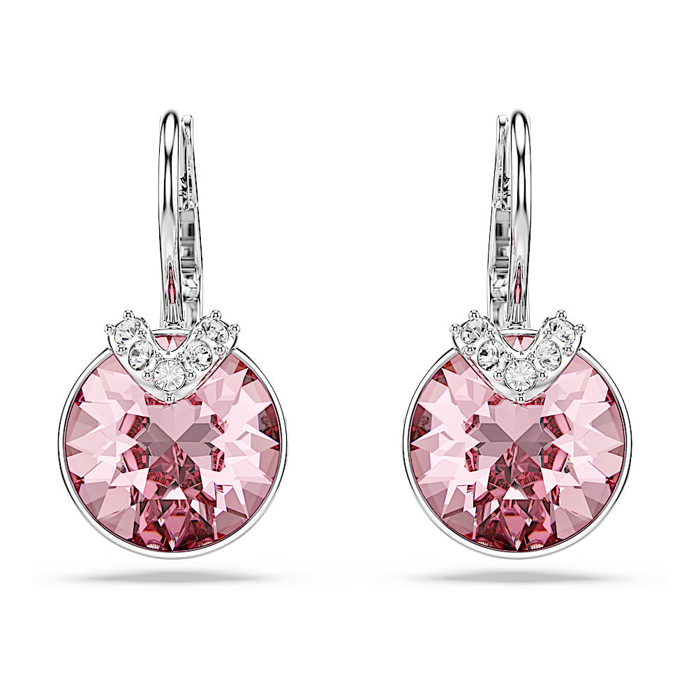 Pendientes Bella V, Talla redonda, Rosas, Baño de rodio
