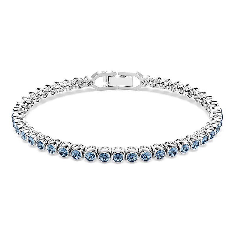 Pulsera Tennis Imber Emily, Talla redonda, Azul, Baño de rodio