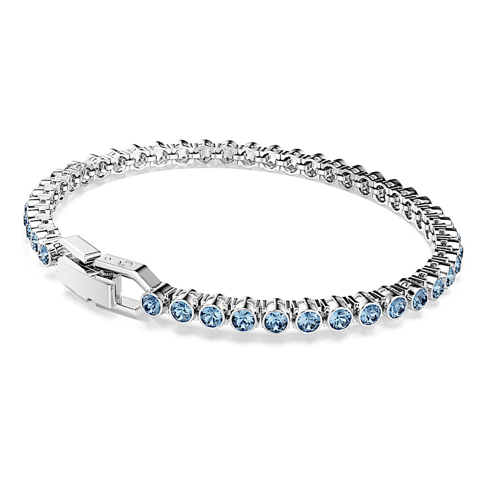 Pulsera Tennis Imber Emily, Talla redonda, Azul, Baño de rodio